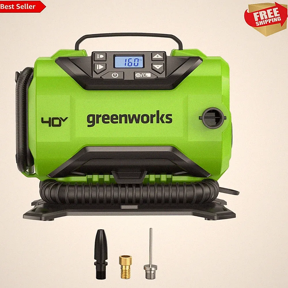 40V Cordless Tire Inflator, 160 PSI Portable Air Compressor, 2 Power Sources,...