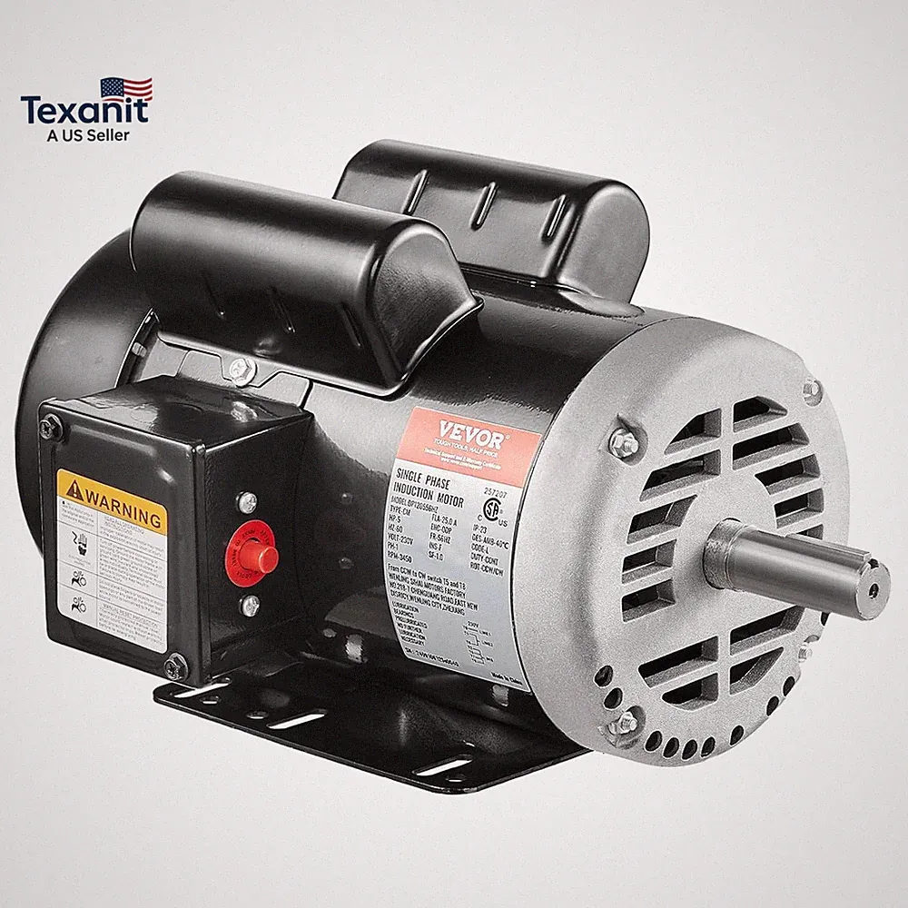 5HP Air Compressor Electric Motor, 230V 25 Amps, 56HZ Frame 3450RPM, 7/8" Keyed