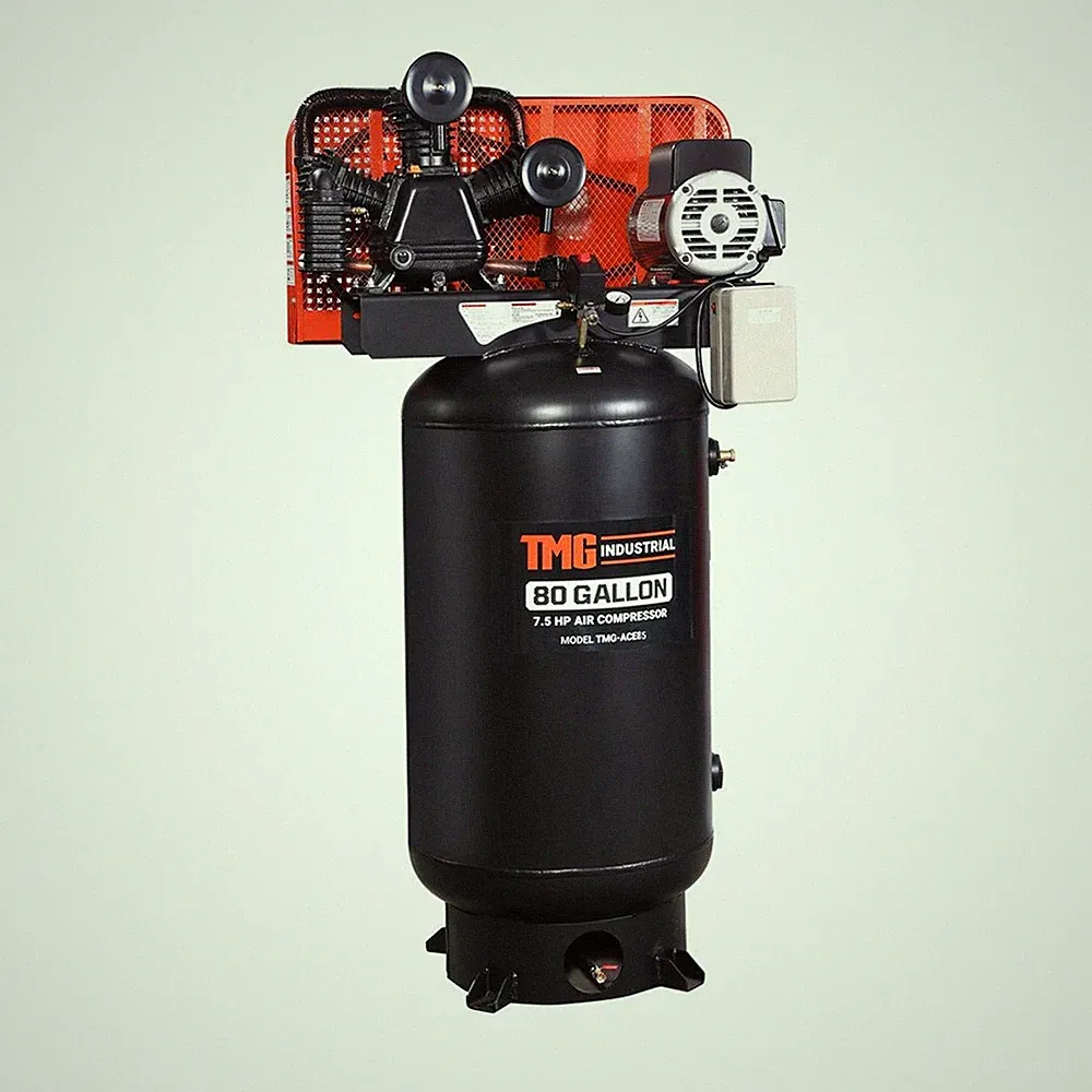 80gal 7.5HP heavy-duty air compressor cast iron crankcase 230V motor