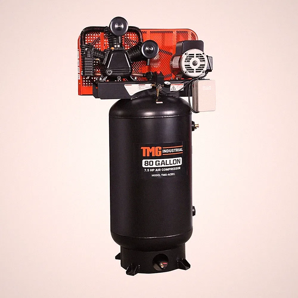 80Gal 7.5HP Stationary Air Compressor, 230V Induction Motor, Vertical Tank