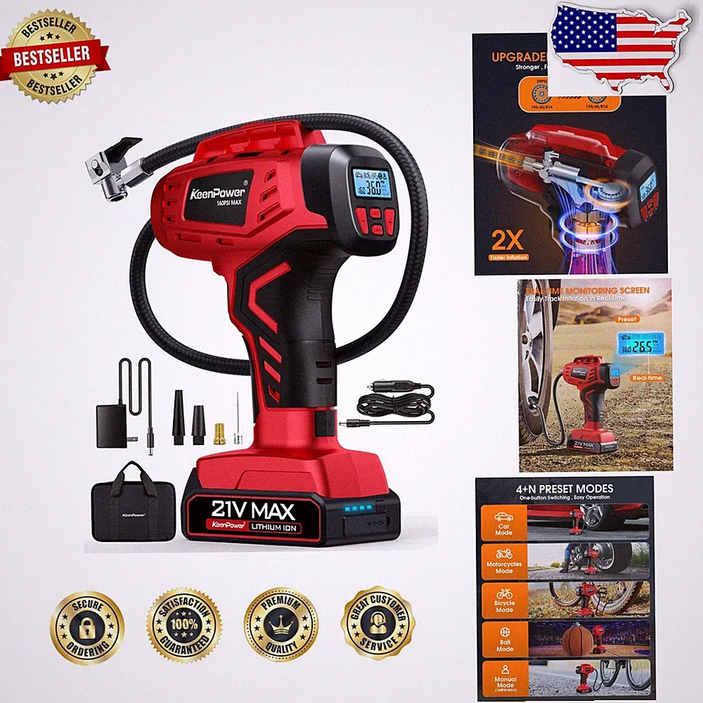 Cordless Air Compressor 160PSI 4+N Smart Modes Dual Power Supply
