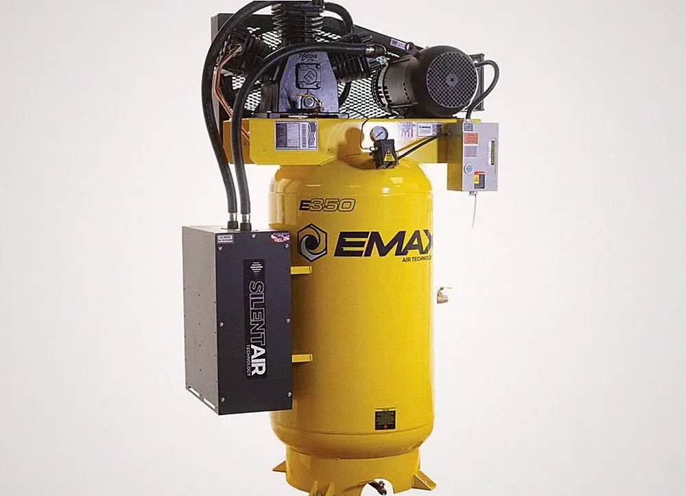 EMAX Silent Industrial 7.5Hp Air Compressor 80Gal 3-Cycle w/ Isolator Pads