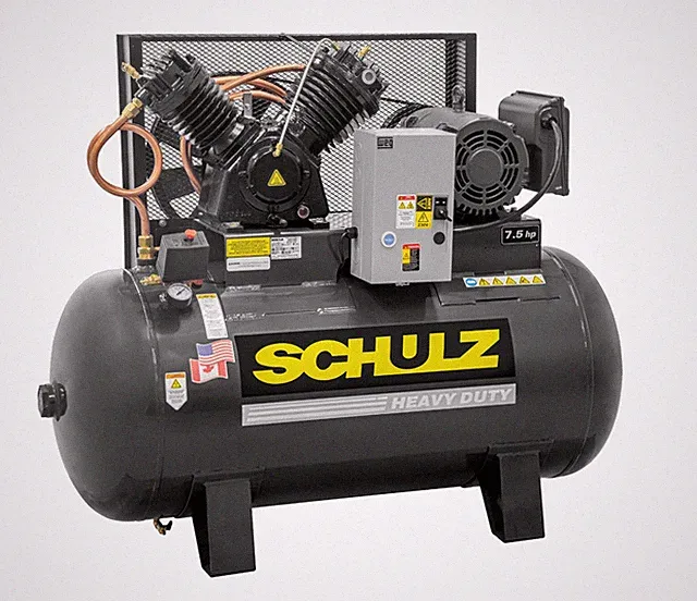 SCHULZ AIR COMPRESSOR 7.5HP 3 PHASE -HORIZNTAL 80 GAL TANK - 30CFM - 175 PSI